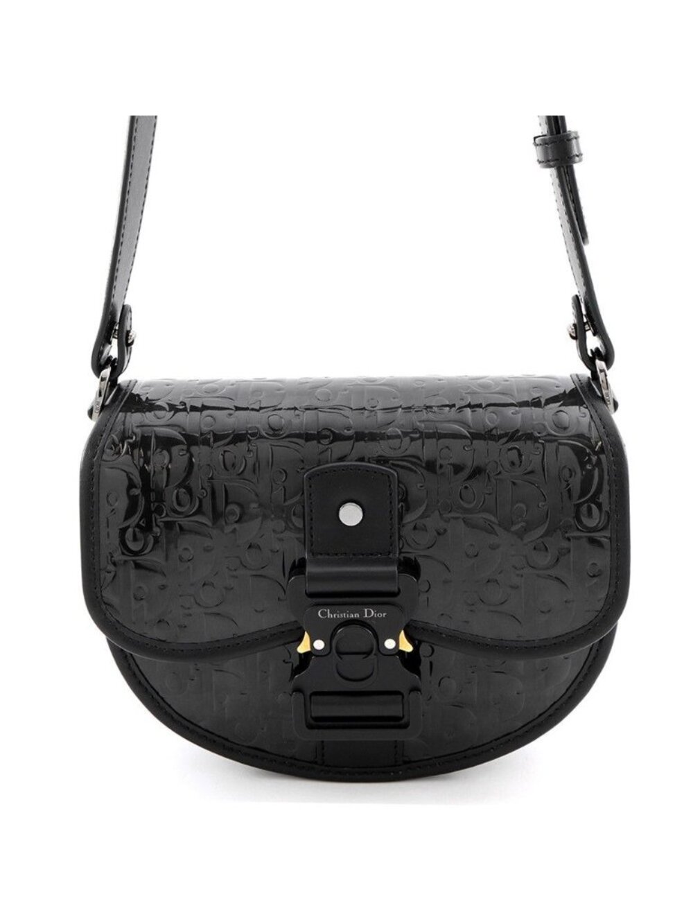 Dior Shoulder Bag Gallop Mini Oblique Patent Leather Black